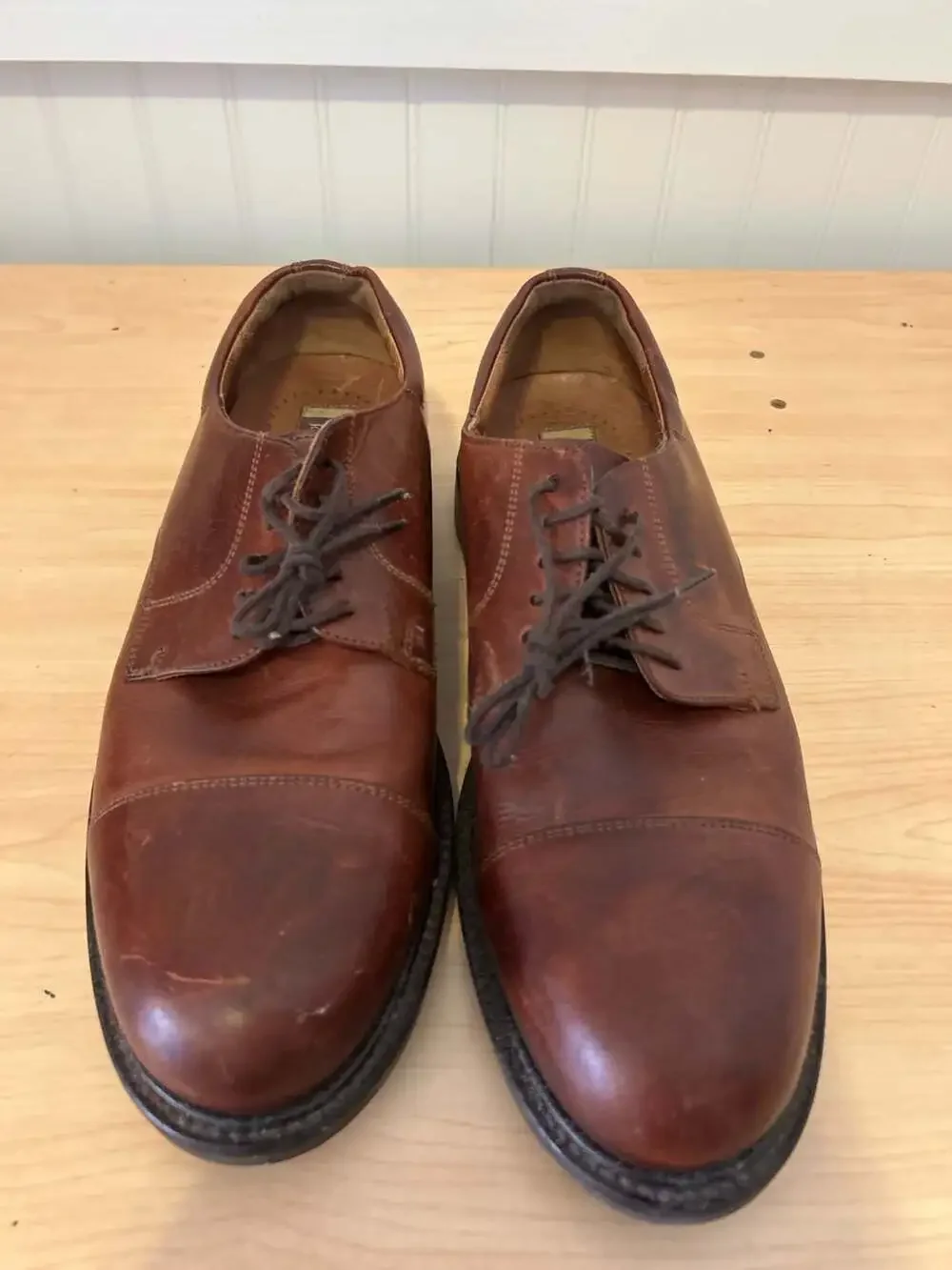 Johnston & Murphy Men's Brown Leather Cap Toe Oxford Dress Shoes Size 11M